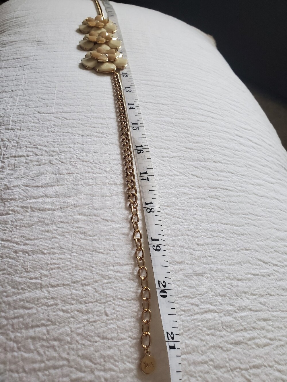 Statement Floral Gold-tone Chain Necklace with Cream Flower Pendants - Picture 7 of 7